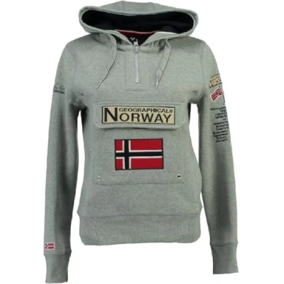 Imagen de Geographical Norway Sudadera con Capucha de Hombre Manga Larga Modelo GYMCLASS Gris Claro Talla S