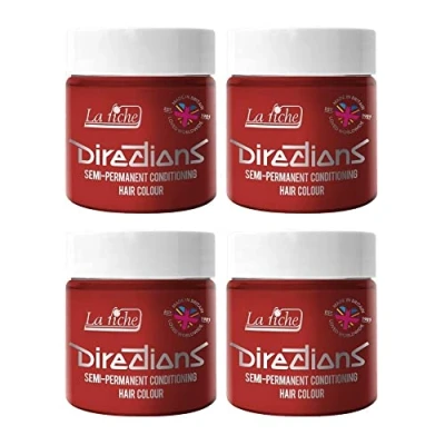 Imagen de 4 x La Riche Directions Semi Permanent Hair Color Bote de 100 ml (Poppy Red)