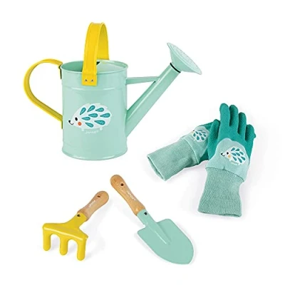 Imagen de Janod Happy Garden Juego para Pequeños Jardineros, Incluye 4 Herramientas Niños, Desarrollo de La Motricidad Fina Desde Los 3 Años, Color Menta, J03187