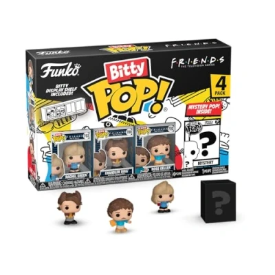 Imagen de Funko Bitty Pop! Friends 80&#039;s Rachel 4PK Green™ (80’s Hair), Chandler Bing™ Ross Geller™ Hair) Y una Minifigura Misteriosa Sorpresa 0.9 Inch (2.2 Cm) Nan