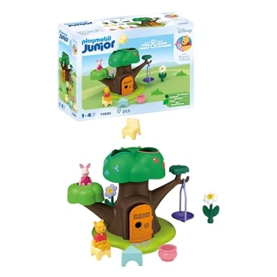 Imagen de PLAYMOBIL Junior &amp; Disney 71693 Winnie Pooh Piglet Casa del Árbol, Incluye Columpio, Juguete sostenible Hecho de plásticos a Base Plantas, Juguetes para niños y niñas Partir 1 año