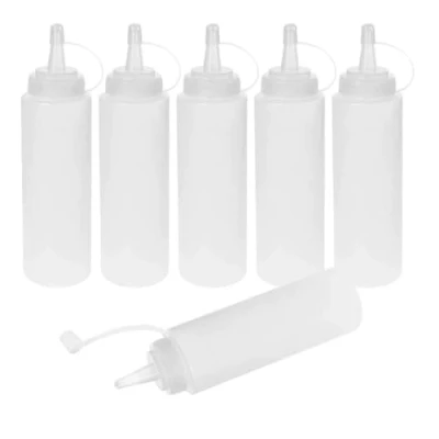 Imagen de Ovtai Squeeze Botella de plástico para salsas (6 unidades, 250 ml, antigoteo y 100% libre BPA, dispensador especias condimentos, aceites)