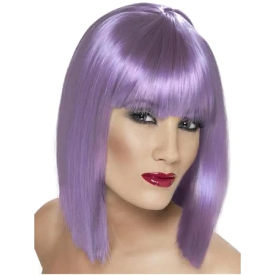 Imagen de Smiffys Peluca glamurosa, Lila, Corta, despuntada con Flequillo