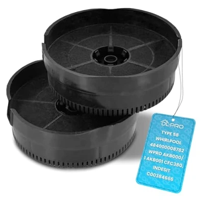 Imagen de DL pro 2 filtros de carbón activo para campana extractora Whirlpool 484000008782 Type 58 Ikea Nyttig FIL 220 CFC0038000 DG81 02468A