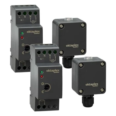 Imagen de Oktaplex set de 2 Edi interruptor crepuscular riel sombrero 35mm 230V externo sensor IP65 exterior antracita