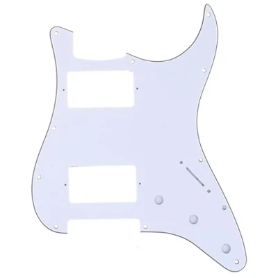 Imagen de Musiclily Pro 11 Agujeros HH Strat Pickguard Humbucker Golpeador para Guitarra Fender American/México Standard Stratocaster Estilo Moderno, 3 capas Blanco