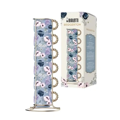 Imagen de Bialetti Juego de 6 vasos apilables Bridgerton, porcelana, 60 ml