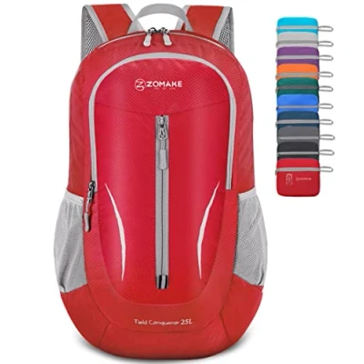Imagen de ZOMAKE Mochila Plegable Ultraligera Mochilas de Senderismo Pequeña Con Resistencia Al Agua 25L Para Hombre Mujer Viaje Trekking Deporte(Rojo)