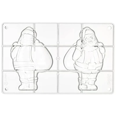 Imagen de DECORA New Model 0050112 Molde Papá Noel, 2 cavidades, 99 x 150 mm, Ideal para Hacer Bombones Brillantes y crujientes, diseño Profesional, Fabricado en Italia, Policarbonato, Grande