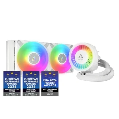 Imagen de ARCTIC Liquid Freezer III 240 A RGB Refrigeracion Liquida PC, AIO para CPU, Intel y AMD, Bomba eficiente controlada por PWM, Ventilador: 2002000 RPM, LGA1851 LGA1700 Contact Frame Blanco