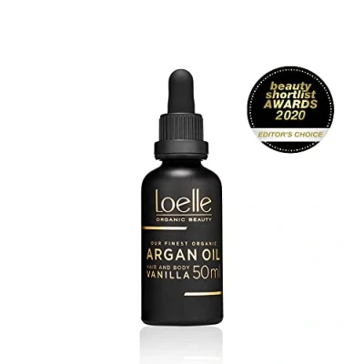 Imagen de Loelle Aceite de Argán con Olor y Extracto Vainilla, Antiarrugas Mano, Cara Pelo, Corporal Orgánico Fragante Vit. E, Barba, Colecta Manual en Marruecos 50ml
