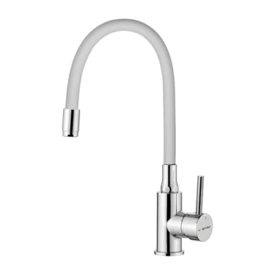 Imagen de GRIFEMA G4002 3 Grifo monomando cocina Latón, Silicona, Metal, 3/8 de pulgada, Blanco/Cromo [Exclusivo en Amazon]
