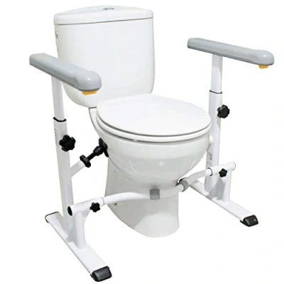 Imagen de KMINA Barra Baño Minusválido, Estructura de Apoyo para Inodoro, Reposabrazos WC Mayores, Apoyabrazos Inodoro Ancianos, Asidero Minusválido Resistente, Ajustable Ancho y Alto.