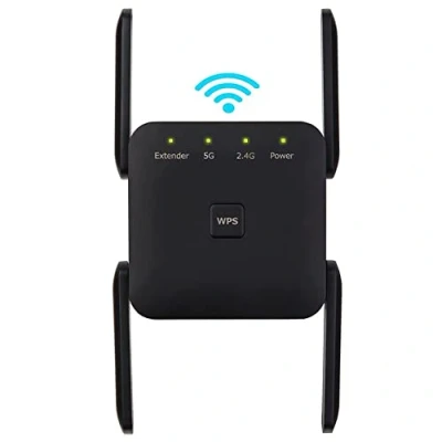 Imagen de Repetidor WiFi, 1200Mbps 2.4 GHz y 5GHz Extensor WiFi Inalámbrico Amplificador Señal de Doble Banda, Enrutador Red WiFi,Repertidor/Ap Modo/WPS Modos, 4 Antenas Externas