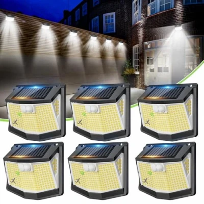 Imagen de Luz Solar LED Exterior Jardin 248 Luces Solares IP65 Impermeable Sensor de Movimiento 270 Foco Exteriores Lampara Aplique Potente para con Iluminacion Terraza jardín 6 Paquete