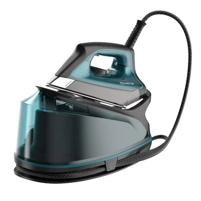 Imagen de Centro de planchado Rowenta DG7623 Compact Steam Pro, 2200 W, 6.3 bar, 325 g/min, 1.1 L, Suela Microsteam 400 HD Láser, Vapor vertical, Negro/Azul
