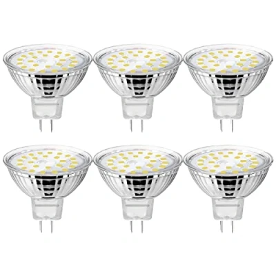 Imagen de UYHGO Bombilla de luz puntual GU5.3 tipo LED MR16 5W (equivalente a 50 W Halógena), Blanco Frío 6000K, ∅50mm,120 Ángulo del Haz, No Regulable, CA o CC 12V, paquete 6