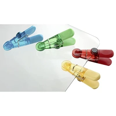 Imagen de Fackelmann Tecno Clips Magnéticos Poliestireno, Imán Y Alambre Rojo Verde Amarillo Azul 8.3x2x3.8cm. 4 ud s.