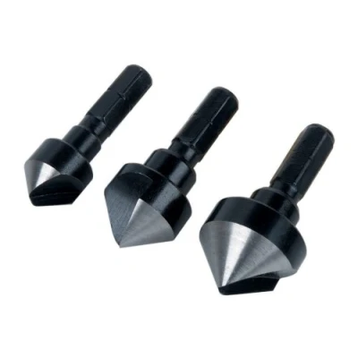 Imagen de wolfcraft Juego de avellanadores cónicos, Ø 12 19 mm, vástago hexagonal, 3 piezas I 2584000 para el avellanado preciso agujeros taladrados, uniones atornilladas al ras en madera, metal no férreo y plástico