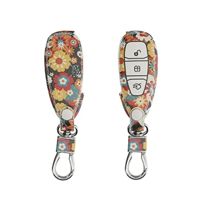 Imagen de kwmobile Funda Compatible con Ford Llave de Coche Keyless Go 3 Botones Cubierta Cuero sintético Case para Mando y Control Auto