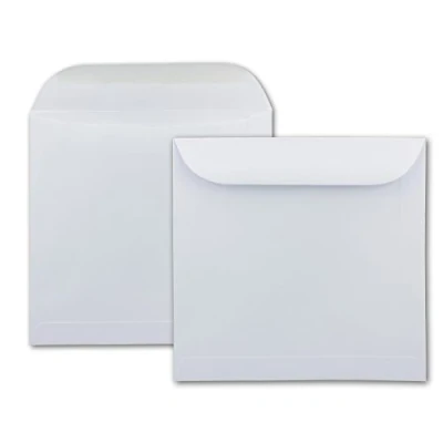 Imagen de 75 sobres cuadrados grandes de 22 x cm, 100 gramos por m², adhesivo húmedo para ocasiones muy especiales, color blanco brillante