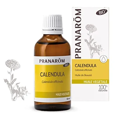 Imagen de PRANAROM Calendula Aceite Vegetal 100% Natural y Bio para pieles Sensibles Calma Picaduradas Golpes, Heridas, Moretones Quemaduras Cuidado de Cara Cuerpo Cabello 50ml