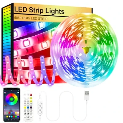 Imagen de FUPT Tira LED TV, 5M Luces HabitacióN, RetroiluminacióN De TV RGB 5050 USB Con AplicacióN Y Control Remoto Para 40 55 Pulgadas, Cine En Casa, Cocina, Dormitorio, Sala Estar