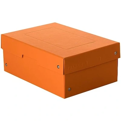Imagen de FALKEN PureBox Caja de almacenaje con tapa (100 mm alto, DIN A5, cartón resistente, vegano), color naranja