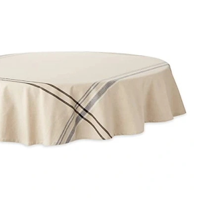 Imagen de DII 100% algodón, diseño de Rayas Mesa Tops, Negro, 70 Inches Round