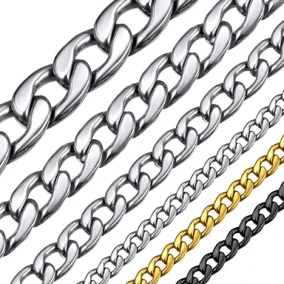 Imagen de ChainsHouse Chain Men Cadena Acero Inoxidable Hombre Eslabon Collar 9mm 76cm Largo Regalo Familia Año Nuevo Dia de Padre