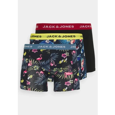 Imagen de JACK &amp; JONES Jacflower Bird Trunks 3 Pack Noos Bóxer, Surf The Web/Detail:Black Black, L Hombres