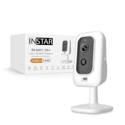 Imagen de INSTAR IN 8401 2K+ Blanco Cámara de vigilancia LAN/WLAN con IA (AI) IP WPA3 WiFi 2,4 y 5 GHz Audio PIR Visión Nocturna Leds Invisibles 940 NM HomeKit MQTT