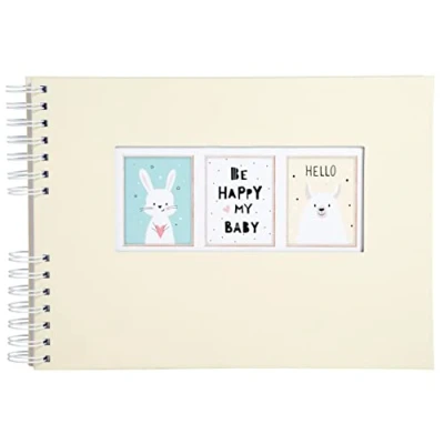 Imagen de Exacompta Ref. 16807E Kit de álbumes recortes Álbum 50 páginas blancas cubiertas amarillo pastel 2 plantillas hojas pegatinas esquinas autoadhesivas 6 lápices tinta