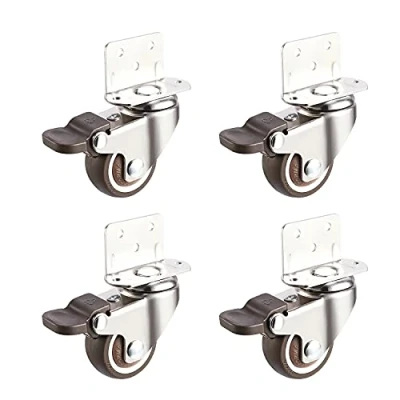 Imagen de Kozuoan 4 ruedas para muebles de con freno, giratorias placa montaje en L, goma adecuadas cunas, muebles, soportes flores (25 mm)