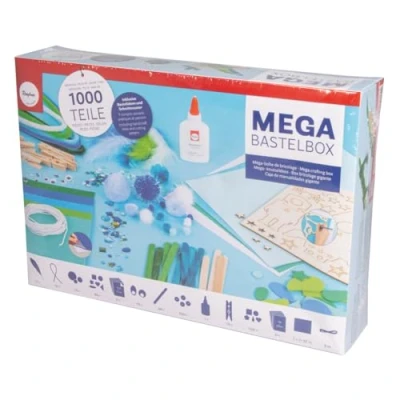 Imagen de Rayher 69185000 Mega set de manualidades, 1000 piezas, Color blanco, azul y verde, Para manualidades infantiles