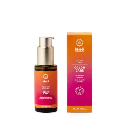 Imagen de khadi color CARE Aceite capilar ayurvédico, tratamiento para fijar el del cabello vegetal, brillo y protección UV, luminosidad, 100% vegetal vegano, cosmética natural certificada 50ml