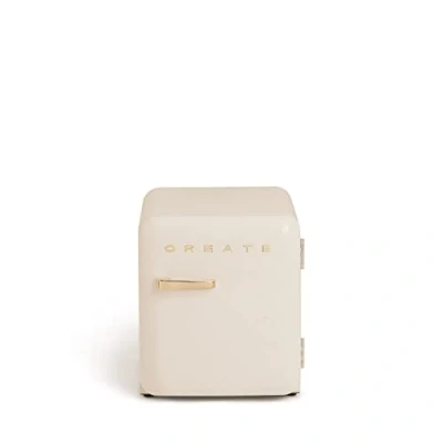 Imagen de CREATE / RETRO FRIDGE 50 GOLD/Frigorífico blanco roto maneta oro 85W, minibar, un estante, diseño retro, cm, dos repisas, capacidad de 48L, bajo consumo, 50x44x49,8 cm