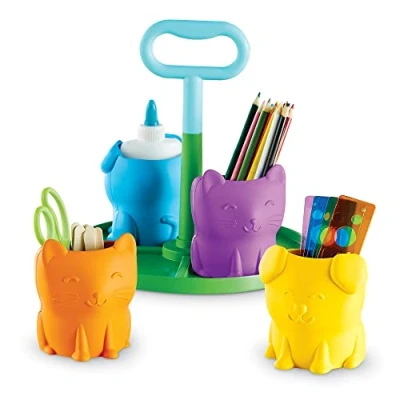 Imagen de Learning Resources Centro Organizador Infantil Create a Space con recipientes en Forma de Mascota, para el Cuarto Juegos, Aula Escolar, 6 Piezas, 3, LER3714