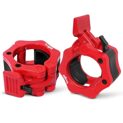 Imagen de Yes4All abrazaderas de 2 pulgadas, collares Pro Lockjaw para barra olímpica, cierre rápido discos pesas (Rojo)