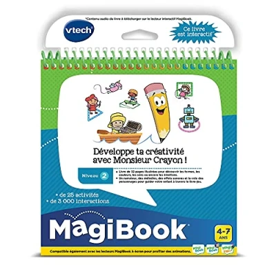 Imagen de VTech MagiBook, Libro Educativo Niño Nivel 2 Desarrolla tu Creatividad con M. Lápiz, Páginas ilustradas e interactivas, Regalo para niños y niñas de 4 años a 7 Contenido en francés