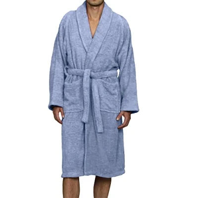 Imagen de Superior Albornoz de algodón Felpa, Mediano, Unisex, Color Azul