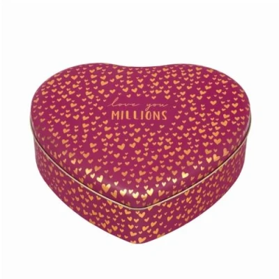 Imagen de Sara Miller Little Gestures Lata grande en forma de corazón rojo con corazones dorados Love you millions 250 x 230 78 mm