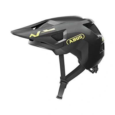 Imagen de ABUS casco MTB YouDrop de bicicleta para niños y adolescentes uso diario o excursiones fuera carretera con espacio una coleta negro brillante, talla S