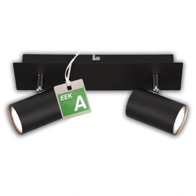 Imagen de BRILONER focos LED Interior Techo con Clase de Eficiencia Energética A+, Orientable, 3000K Blanco Cálido, 2x 2W, 450 Lum, Aprox. 50.000H Luz, Lampara Techo, Candeeiro Teto, 29 cm, Negro