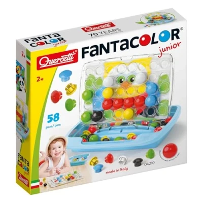 Imagen de Quercetti 4210 Steckspiel, Farbspiel La Creatividad Pixel Junior Juego de mosaicos para niños, Multicolor, 34 x 8 29cm (4210)