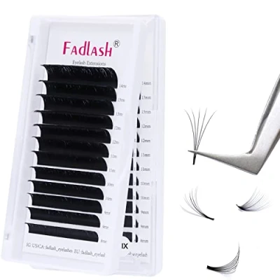 Imagen de Pestañas de Volumen Fácil Ventilador 0.07 c Rizo 8 14mm Llongitud Mezcla 2D 3D 5D 10D 20D Falsas Seda para Salón Profesional Easy Fan Volume Lashes(0.07 mix(8 14))