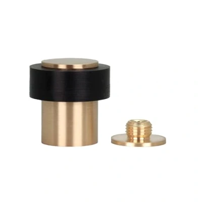 Imagen de Tope para Puertas 24 x 35 mm Base Roscada Laton Mate Goma Negra Incluye Tornillo + Taco de Sujeción EVI Herrajes I 18024X35 (34mm 35mm, Latón Negra)