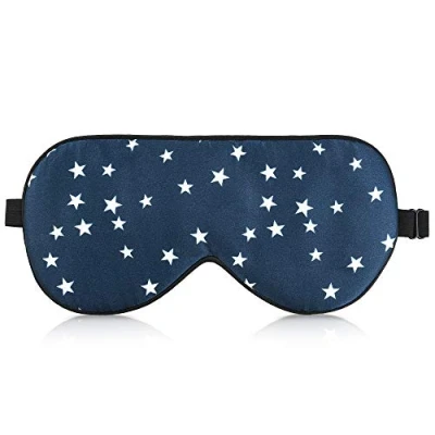 Imagen de Navaris Antifaz para Dormir de Seda Máscara Ojos Viaje y meditación Unisex Ajustable 100% Oscura Incluye Bolsa Motivo Estrellas
