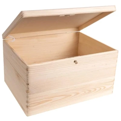 Imagen de Creative DECO XXL Grande Caja Madera para Decorar con Tapa y Cierre 40 x 30 24 cm (+/ 1cm) Cofre Decoración Decoupage Navidad Almacenaje Objetos, Juguetes, Papeles EN Bruto SIN LIJAR