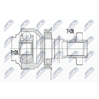 Imagen de NTY NPW VW 051 Junta Homocinética Caja de cambios manual Eje delantero, derecha VOLKSWAGEN: Transporter 5 Bus, 5, Multivan (7HM
